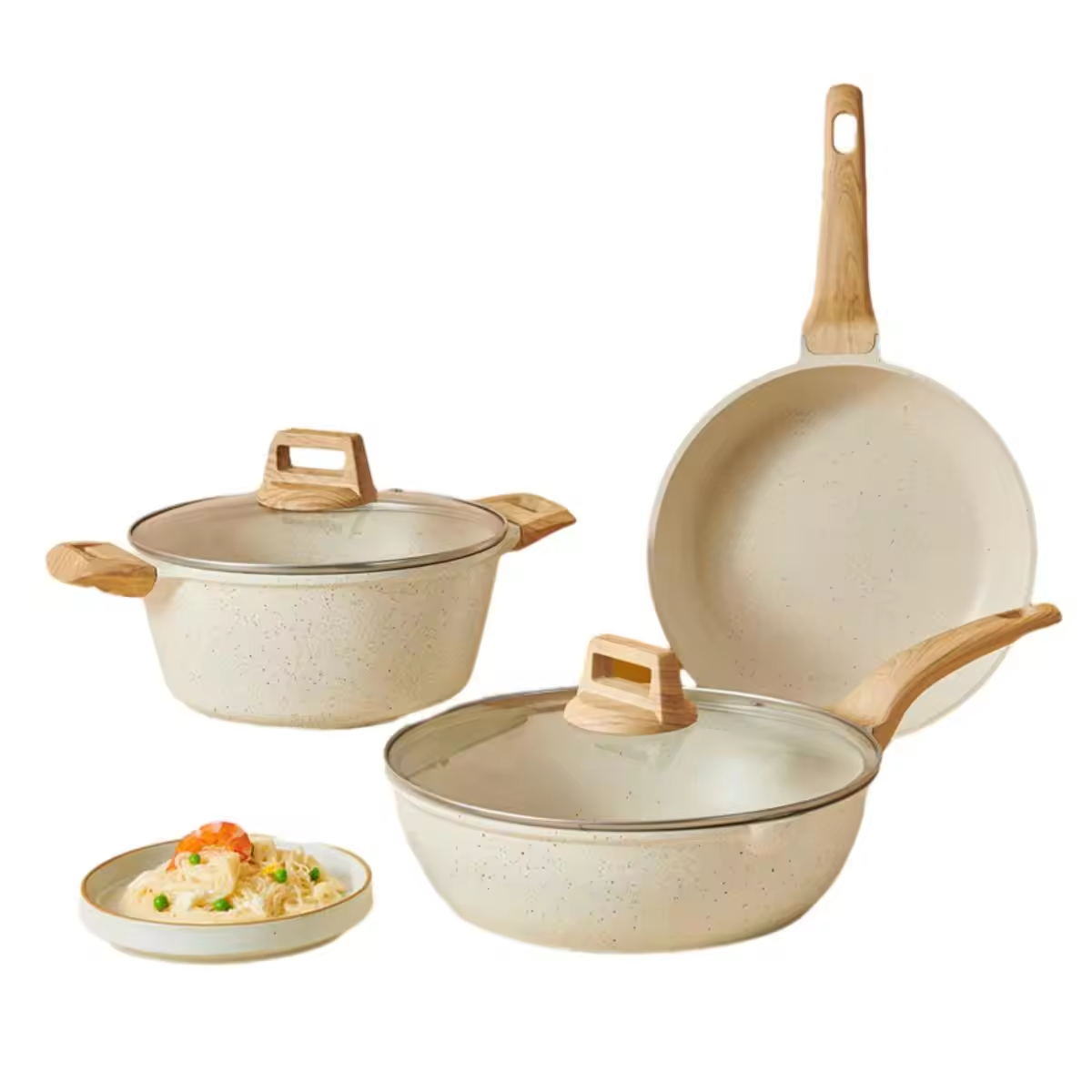 การปรุงอาหารที่บ้านโลโก้ที่กำหนดเองไม่ติดชุดหม้อหม้อกระทะอลูมิเนียม