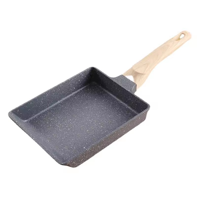 หนาและสูงหินหยกหนาไข่ย่างข้าวสาลี Non Stick รูปสี่เหลี่ยมผืนผ้าเกรดอาหารทอดไข่กระทะ