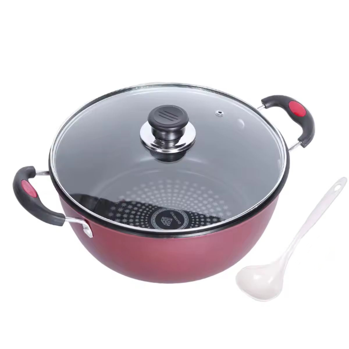 หม้อซุปเซรามิกหูคู่สุขภาพที่บ้านเคลือบหม้อปรุงอาหารไม่ติดหม้อต้ม