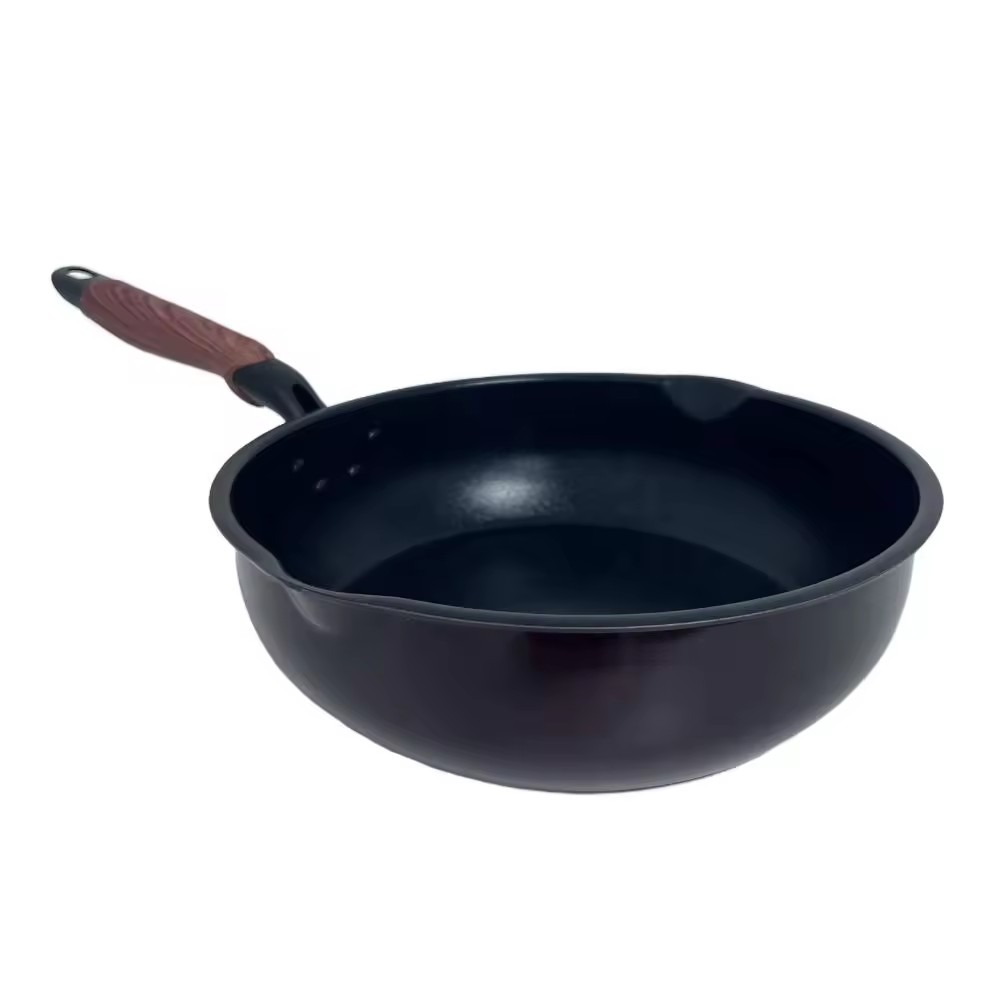 ห้องครัวร้านอาหารกลางแจ้ง 20/24/28 ซม. กระทะทอดกระทะอลูมิเนียมทรงกลมย่าง