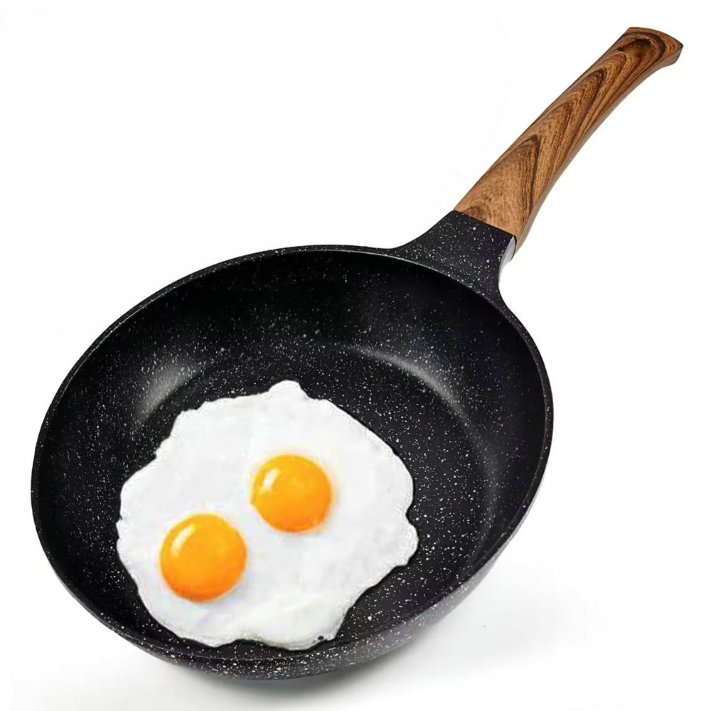 โลโก้ที่กำหนดเองไม่ติดอลูมิเนียมอัลลอยด์กระทะเหนี่ยวนำกระทะไข่กระทะไข่เจียว